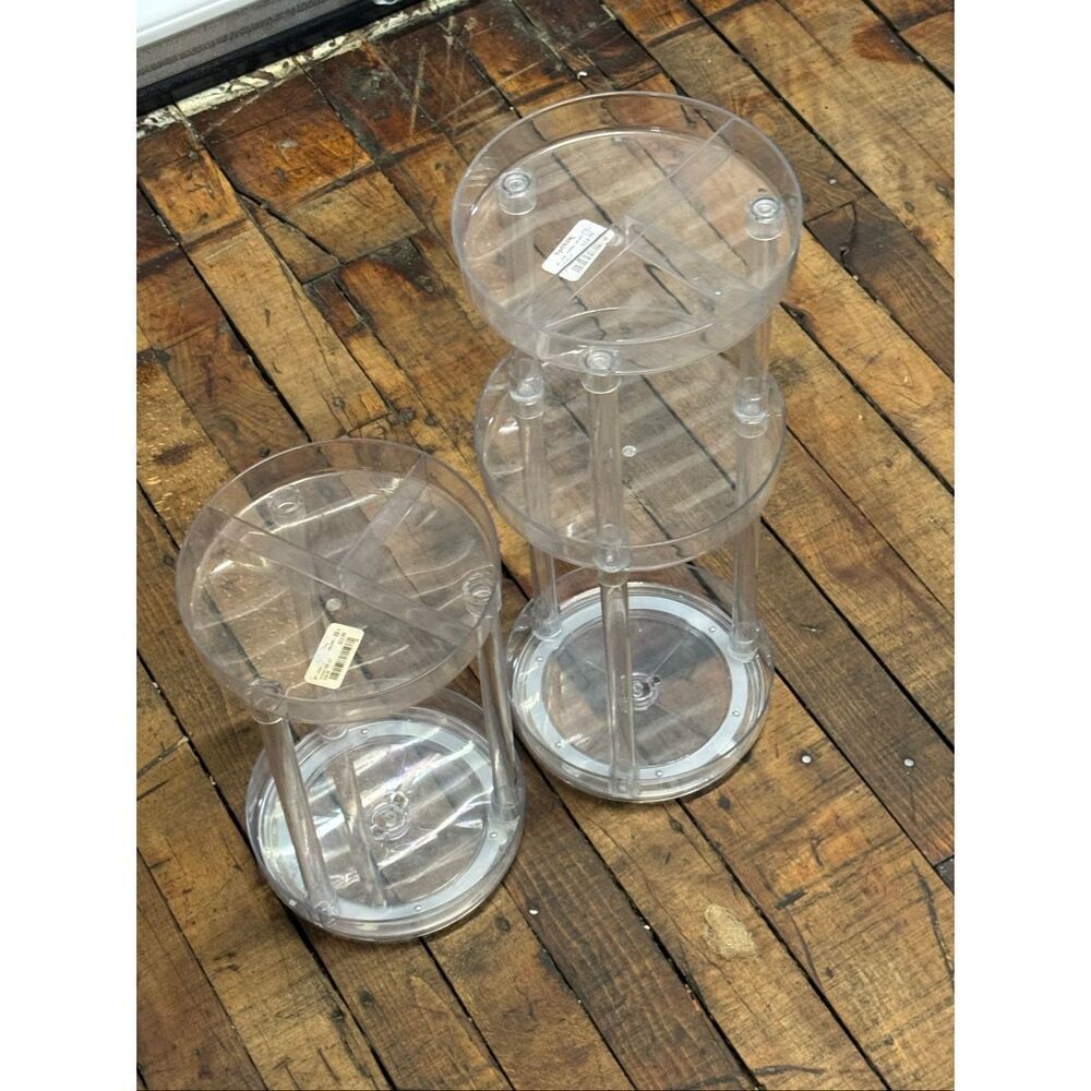 Think beauty organizer storage vanity jewelry box 2/3 tier round rotating